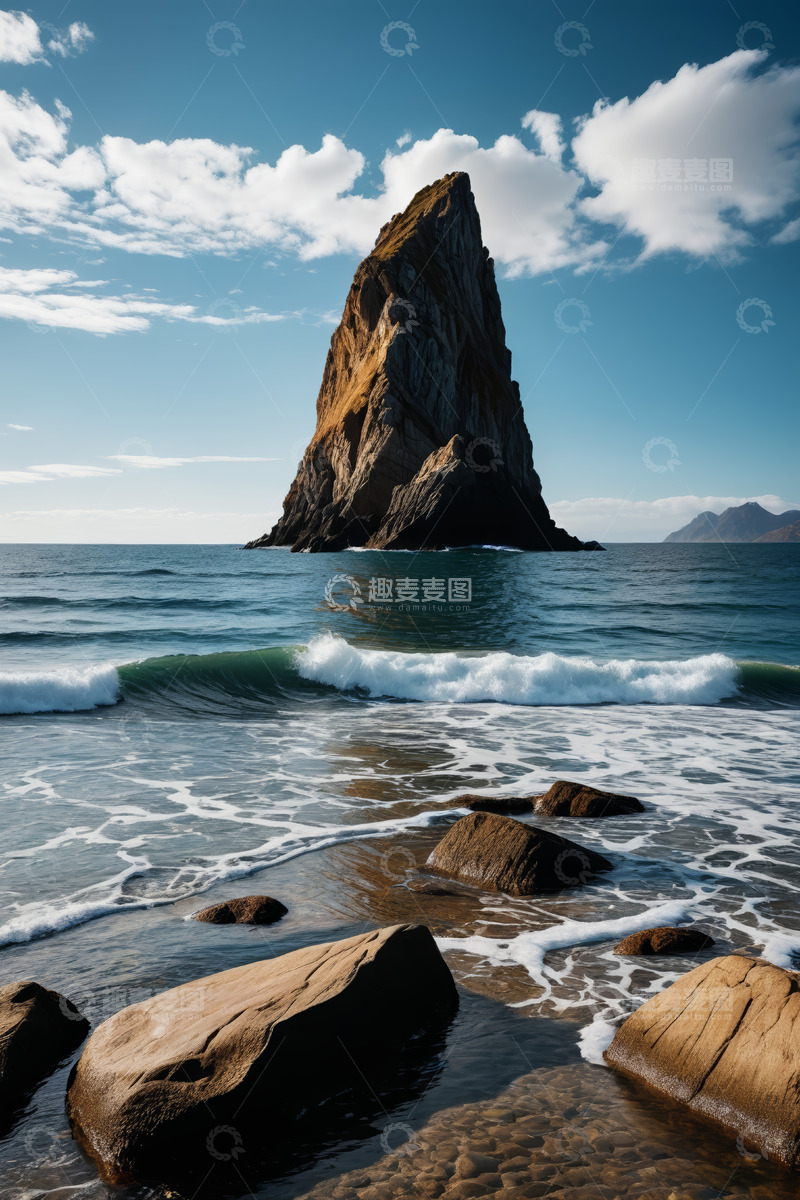 高清大图下载【趣麦麦图】海岸边矗立的巨型岩石