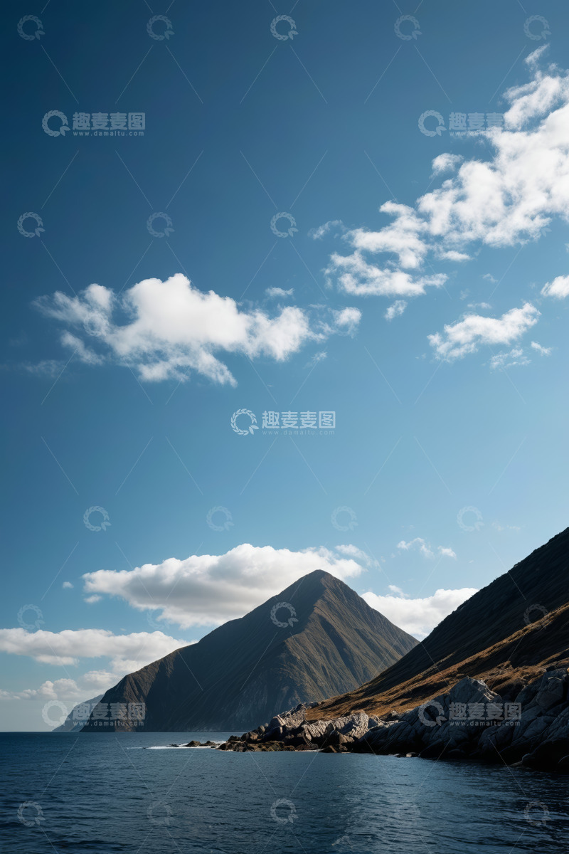 高清大图下载【趣麦麦图】蓝天白云下的山海风光