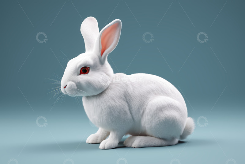 高清大图下载【趣麦麦图】白色兔子侧坐特写