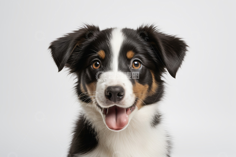 高清大图下载【趣麦麦图】黑白棕三色小狗特写