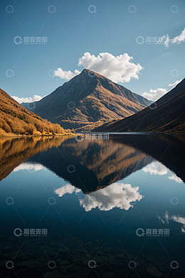山间湖泊自然风光全景