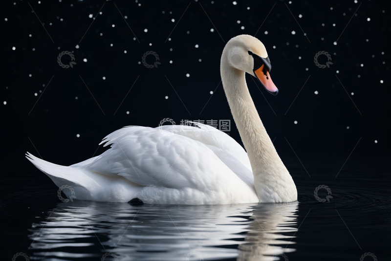 高清大图下载【趣麦麦图】水面上的白色天鹅