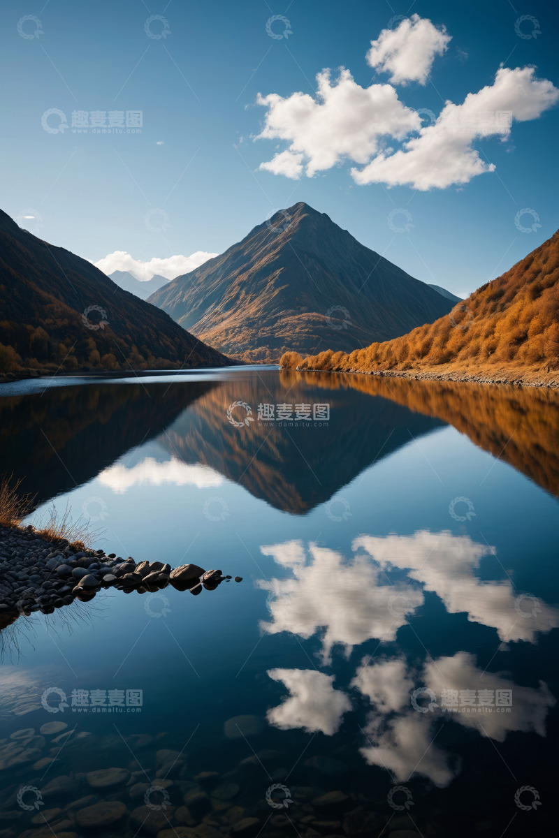 高清大图下载【趣麦麦图】山间湖泊自然风光全景