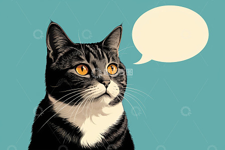 带对话框的猫咪肖像
