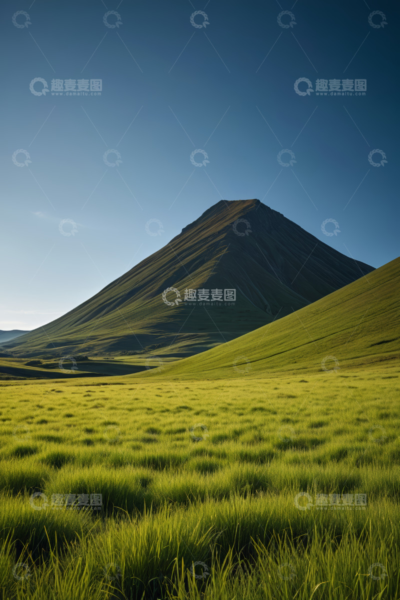 高清大图下载【趣麦麦图】草原上的锥形山峰