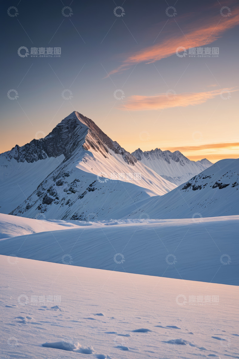 高清大图下载【趣麦麦图】雪山日出自然风光