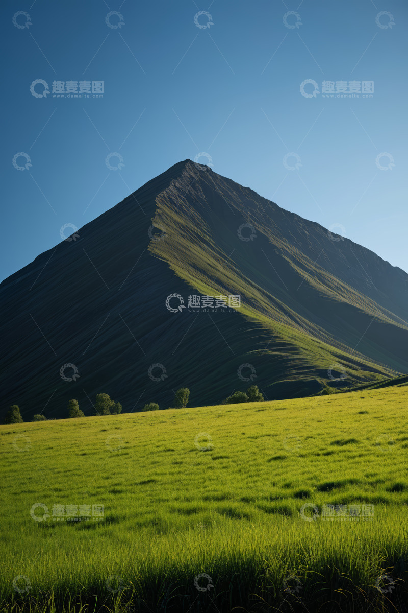 高清大图下载【趣麦麦图】山脚下的绿色草原风光