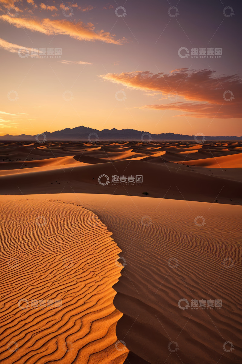 高清大图下载【趣麦麦图】沙漠黄昏自然风光全景