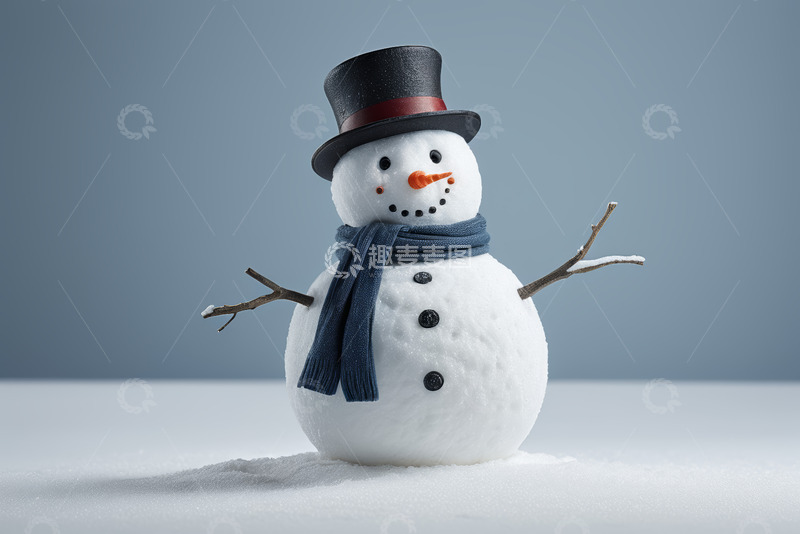高清大图下载【趣麦麦图】戴着围巾帽子的可爱雪人