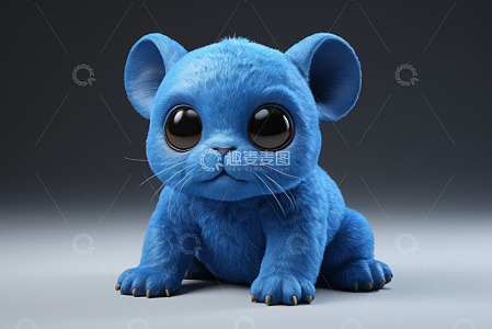 蓝色卡通小猫特写