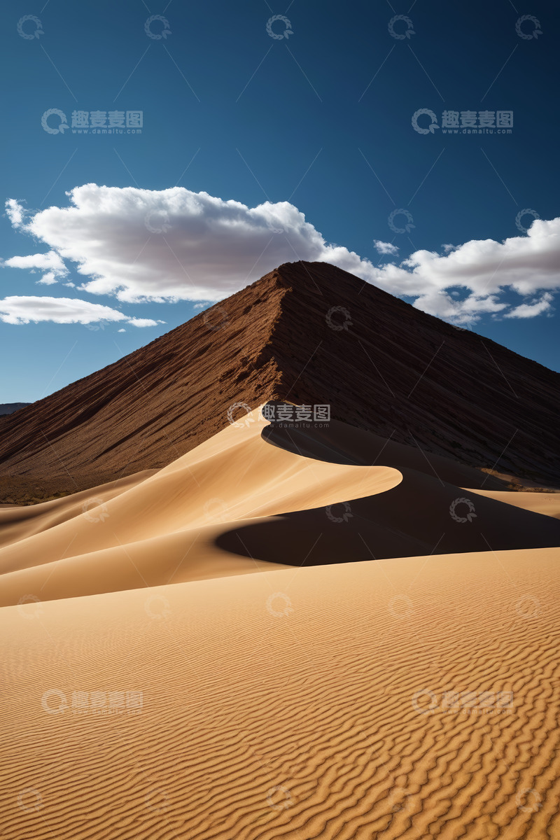 高清大图下载【趣麦麦图】沙漠沙丘与蓝天白云景观
