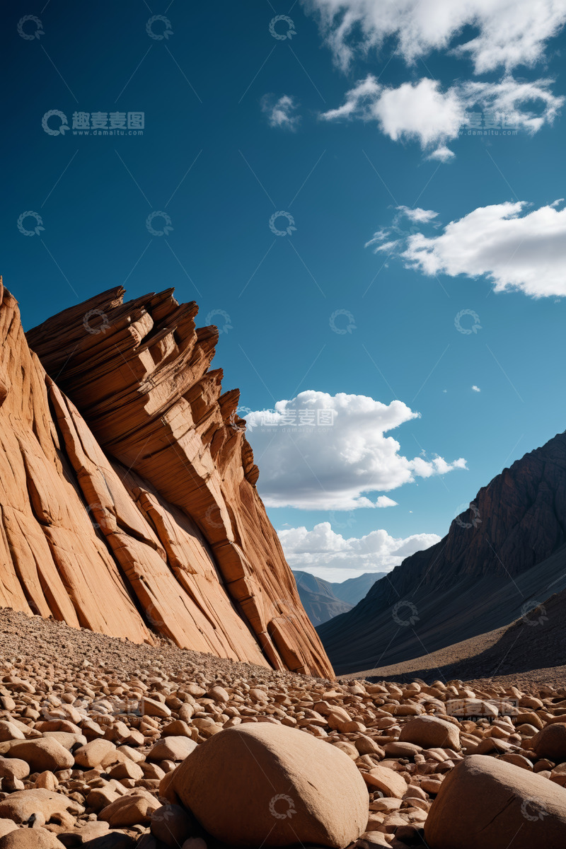 高清大图下载【趣麦麦图】户外山地岩石与蓝天白云景观