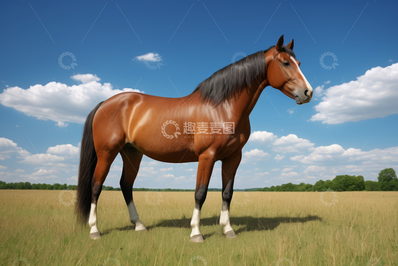 高清大图下载【趣麦麦图】草原上站立的骏马