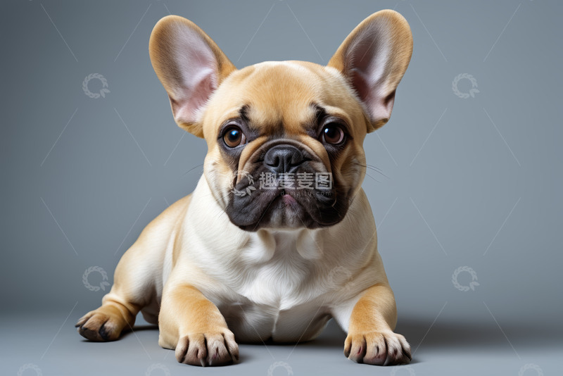 高清大图下载【趣麦麦图】法国斗牛犬趴卧特写