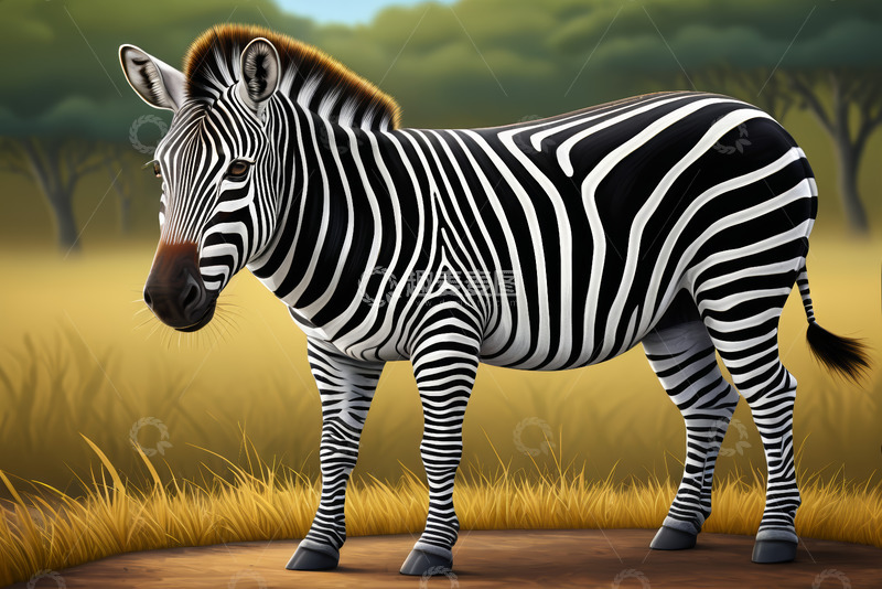 高清大图下载【趣麦麦图】草原上站立的斑马