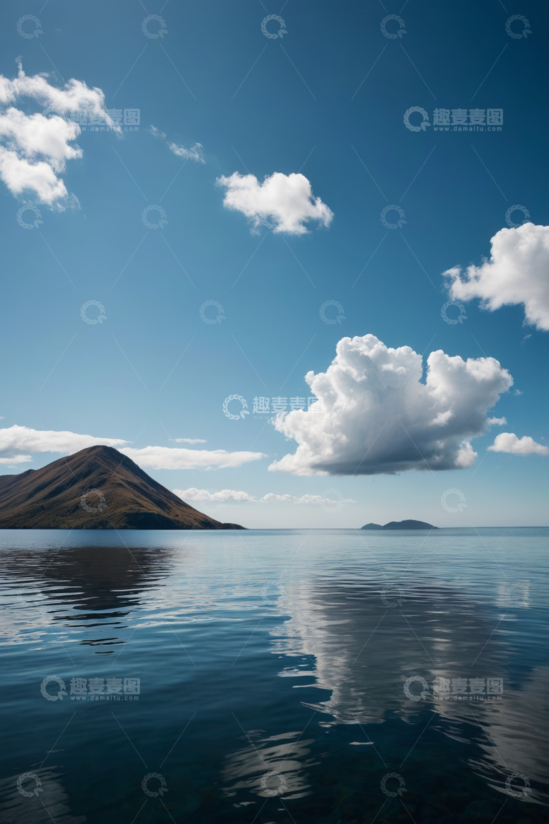高清大图下载【趣麦麦图】蓝天白云下的山水风光