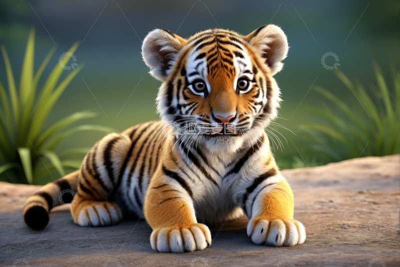 高清大图下载【趣麦麦图】可爱小老虎趴卧姿态素材