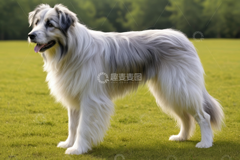 高清大图下载【趣麦麦图】草地上站立的长毛狗