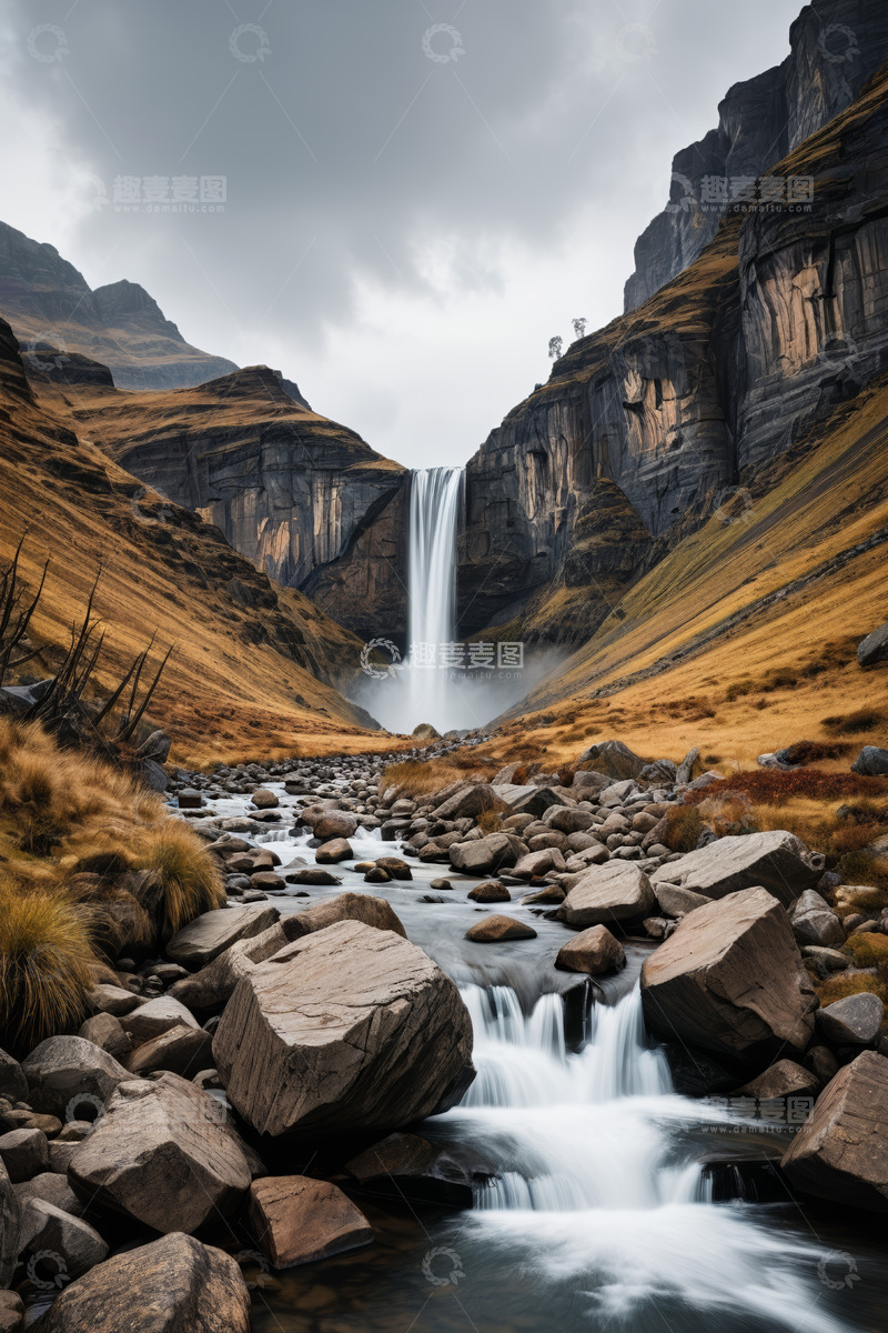 高清大图下载【趣麦麦图】山间瀑布自然景观
