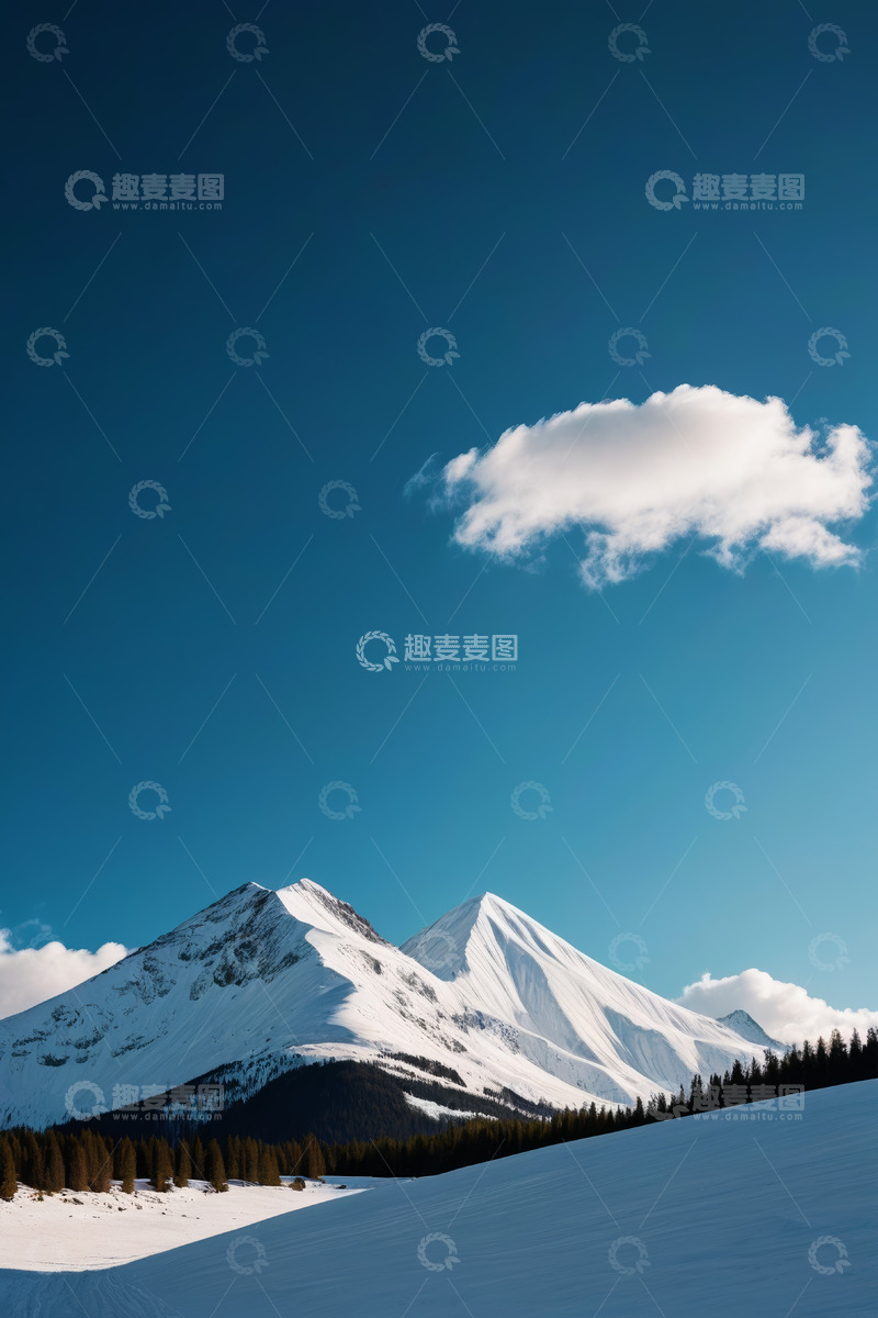 高清大图下载【趣麦麦图】雪山蓝天自然风光