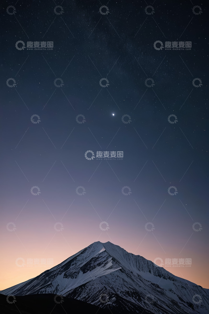 高清大图下载【趣麦麦图】雪山星空夜景素材