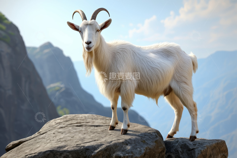 高清大图下载【趣麦麦图】岩石上站立的山羊
