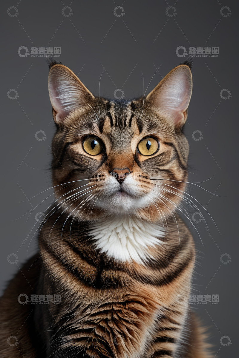 高清大图下载【趣麦麦图】虎斑猫肖像特写