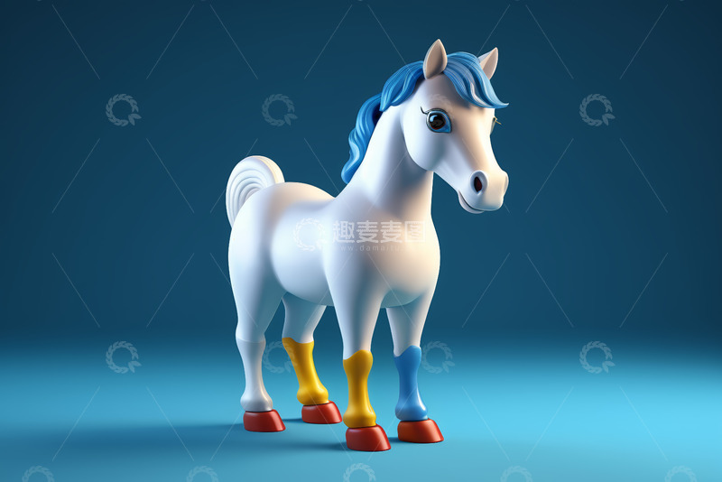 高清大图下载【趣麦麦图】卡通风格白马形象素材