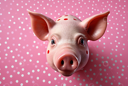 粉色背景带红点的小猪特写