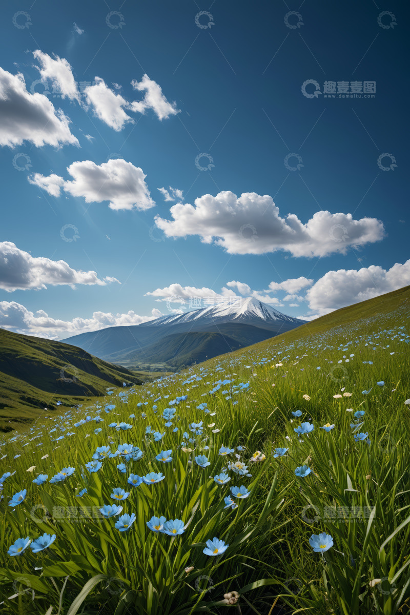 高清大图下载【趣麦麦图】山间蓝花盛开的自然风光