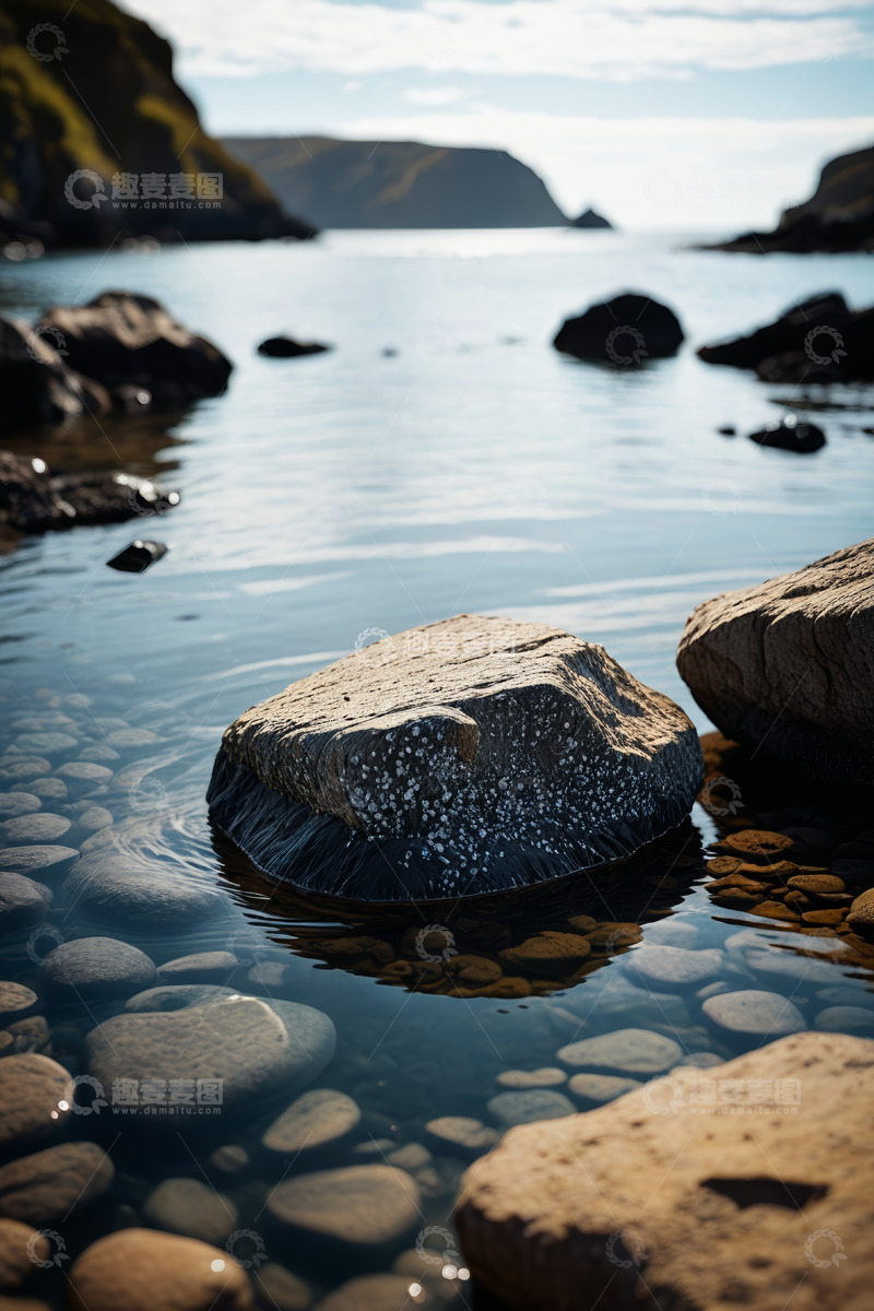 高清大图下载【趣麦麦图】海边岩石与清澈海水景观