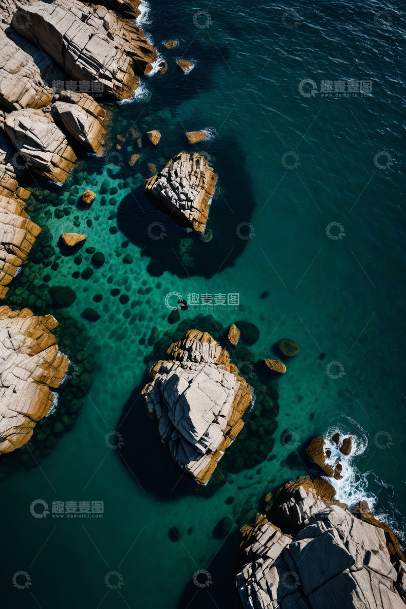 高清大图下载【趣麦麦图】海岸岩石俯拍自然风光
