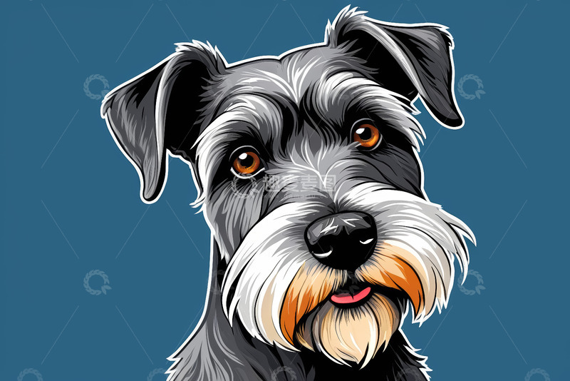 高清大图下载【趣麦麦图】雪纳瑞犬插画头像