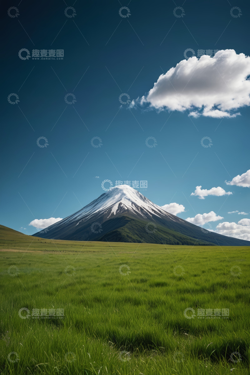 高清大图下载【趣麦麦图】富士山与草原自然风光