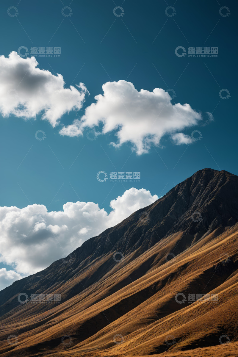 高清大图下载【趣麦麦图】蓝天白云下的山地风光