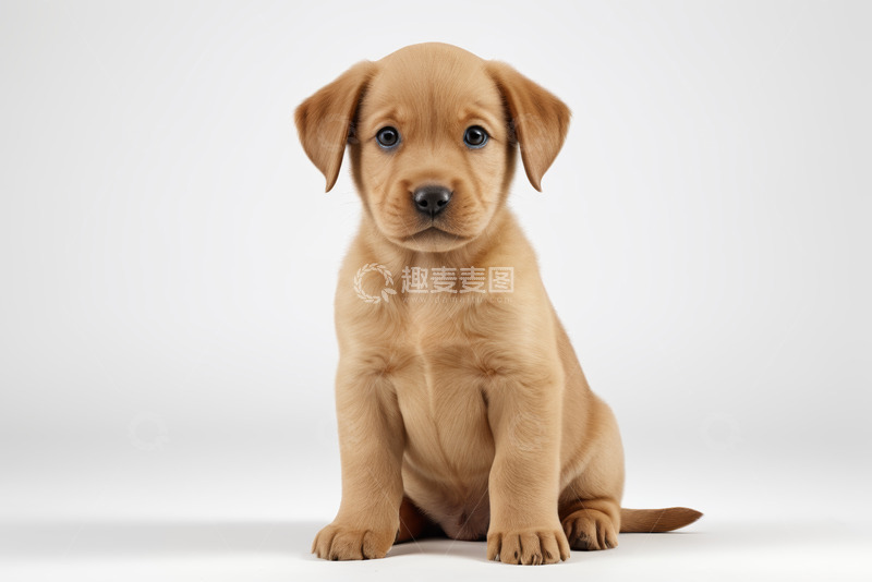 高清大图下载【趣麦麦图】坐着的棕色拉布拉多幼犬