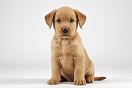 坐着的棕色拉布拉多幼犬