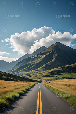 山间公路自然风光全景