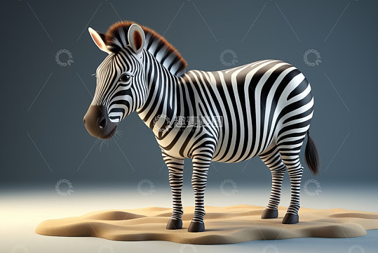 站立姿态的斑马3D渲染素材