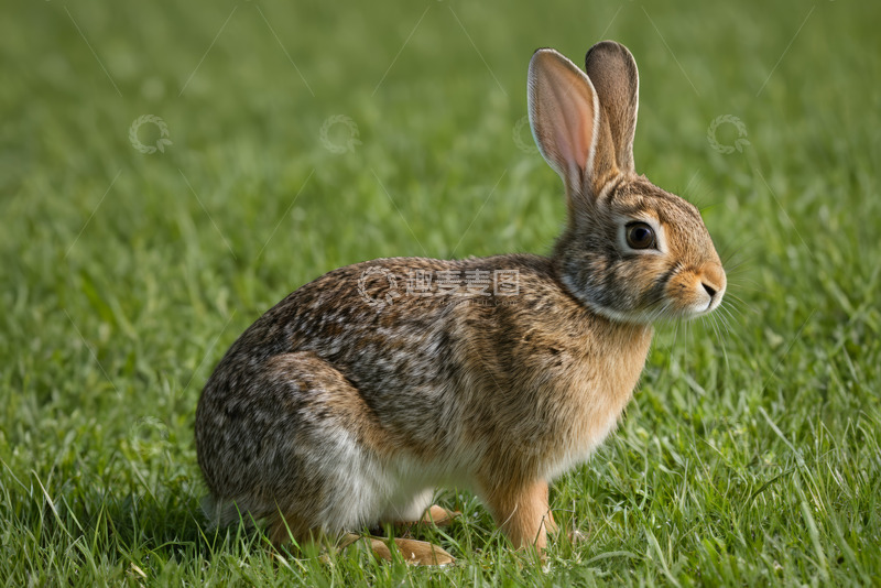 高清大图下载【趣麦麦图】草地上的兔子特写画面