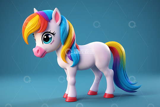 彩色毛发卡通小马