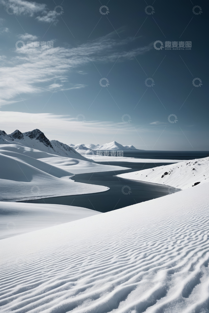 高清大图下载【趣麦麦图】雪山湖泊自然风光全景