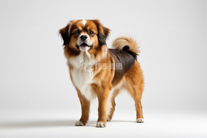 高清大图下载【趣麦麦图】站立的棕白相间小狗