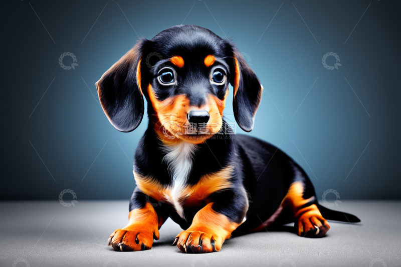 高清大图下载【趣麦麦图】黑色与棕黄色相间的小狗特写
