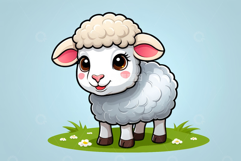 高清大图下载【趣麦麦图】卡通绵羊形象插画