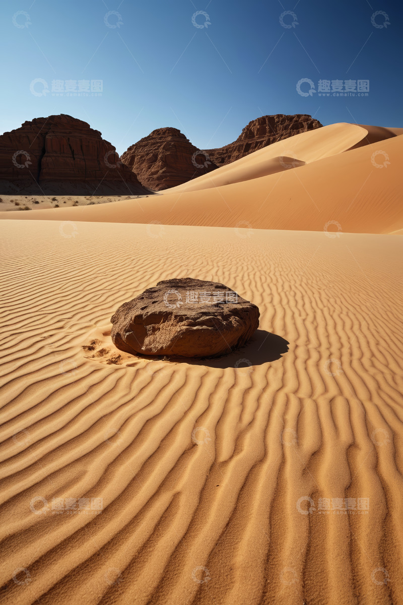 高清大图下载【趣麦麦图】沙漠中岩石与沙丘风景