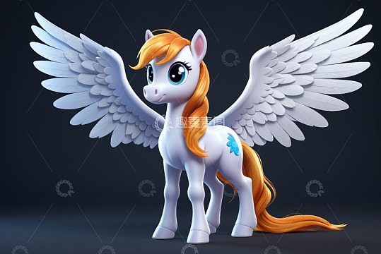 长着翅膀的卡通小马形象