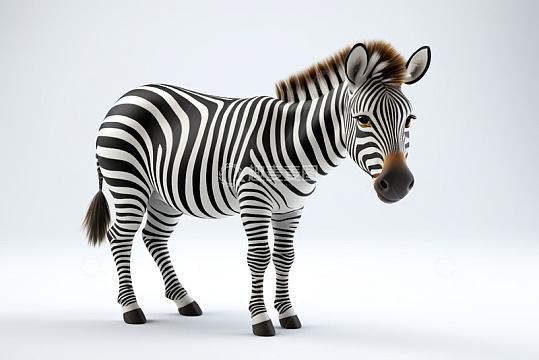 站立斑马3D渲染图像