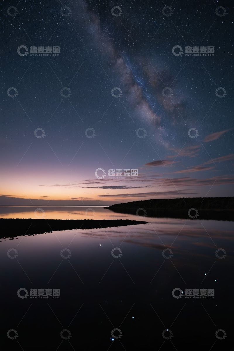高清大图下载【趣麦麦图】湖面星空夜景自然风光
