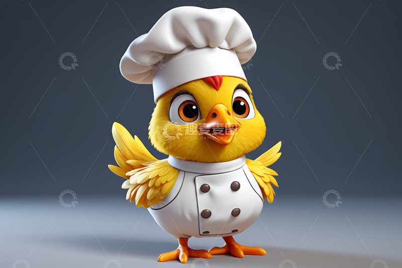 高清大图下载【趣麦麦图】卡通小鸡厨师形象